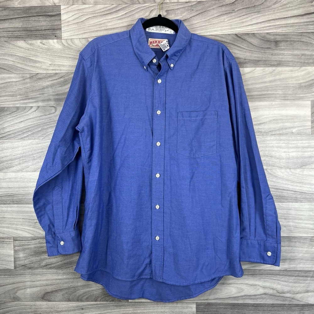 Red Kap Shirt Mens 33 Blue Western Long Sleeve Cowboy Work Button Down Collared
